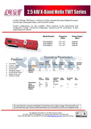 VTX-6389G5 datasheet - 2.5kW X-Band Helix TWT Series