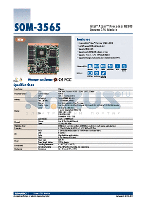 SOM-3565_13 datasheet - Intel^ Atom Processor N2600 Qseven CPU Module