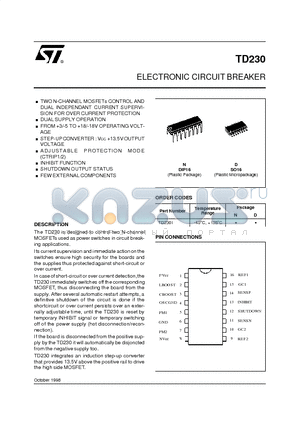 TD230 datasheet - ELECTRONIC CIRCUIT BREAKER
