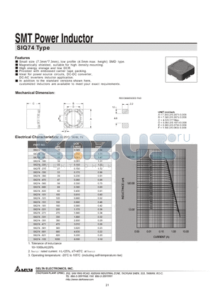 SIQ74-100 datasheet - SMT Power Inductor