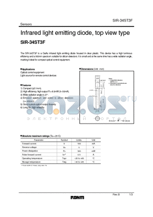 SIR-34ST3F datasheet - Infrared light emitting diode, top view type