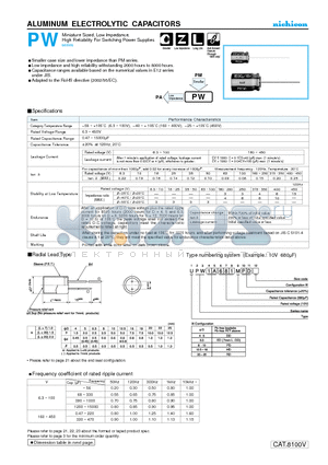 UPW1A121MDD datasheet - ALUMINUM ELECTROLYTIC CAPACITORS