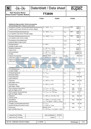 TD285N datasheet - Netz-Thyristor-Modul Phase Control Thyristor Module