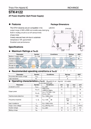 STK4122 datasheet - AF Power Amplifier