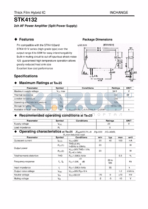 STK4132 datasheet - 2ch AF Power Amplifier