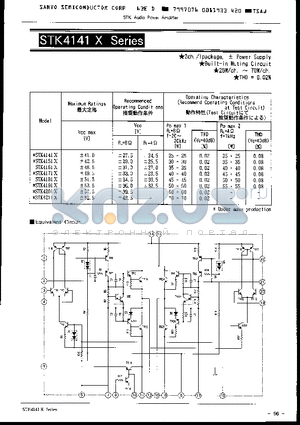 STK4141X datasheet - 2ch./1packge, - Power Supply Built-in Muting Circuit 25W/ch. ~ 70W/ch. THD=0.02%