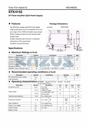 STK4152 datasheet - AF Power Amplifier