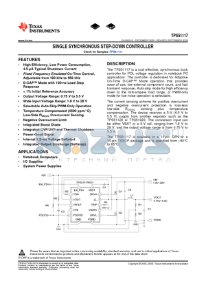 TPS51117PW datasheet - SINGLE SYNCHRONOUS STEP-DOWN CONTROLLER