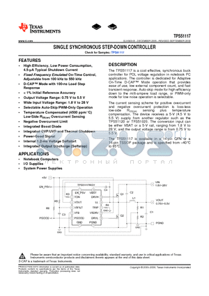 TPS51117PWR datasheet - SINGLE SYNCHRONOUS STEP-DOWN CONTROLLER