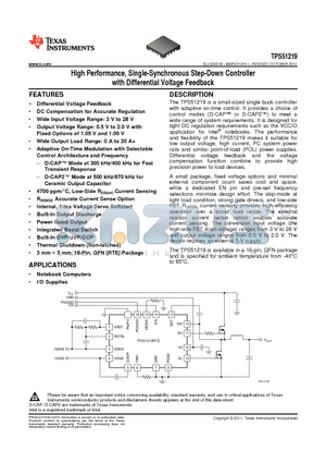 TPS51219RTET datasheet - High Performance, Single-Synchronous Step-Down Controller with Differential Voltage Feedback