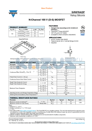 SIR878ADP_1209 datasheet - N-Channel 100 V (D-S) MOSFET