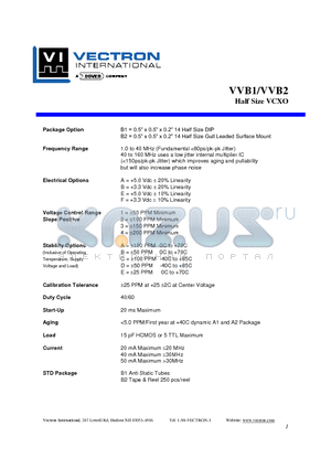 VVB2 datasheet - Half Size VCXO