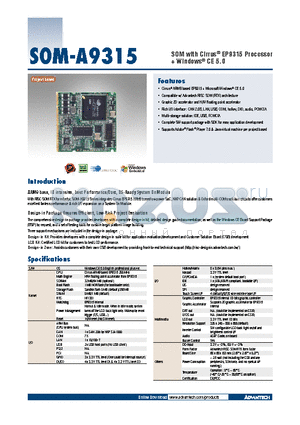 SOM-ADK9315-B00E datasheet - SOM with Cirrus^ EP9315 Processor  Windows^ CE 5.0