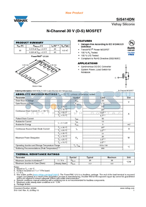 SIS414DN-T1-GE3 datasheet - N-Channel 30 V (D-S) MOSFET