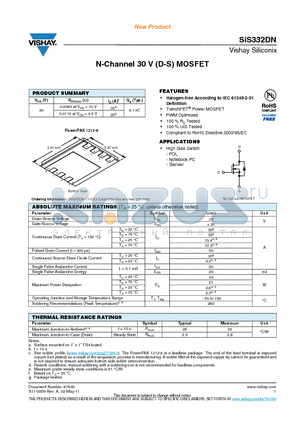 SIS332DN-T1-GE3 datasheet - N-Channel 30 V (D-S) MOSFET