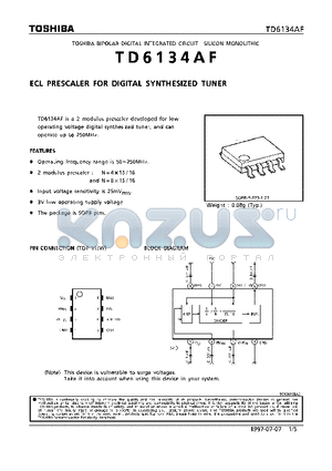 TD6134AF datasheet - ECL PRESACLE FOR DIGITAL STNTHESIZED TUNER