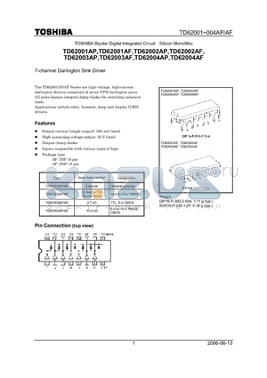 TD62001AP datasheet - 7-channel Darlington Sink Driver