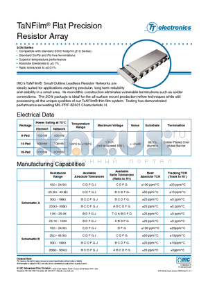 SON-NS4ALF-01-1002 datasheet - TaNFilm Flat Precision Resistor Array