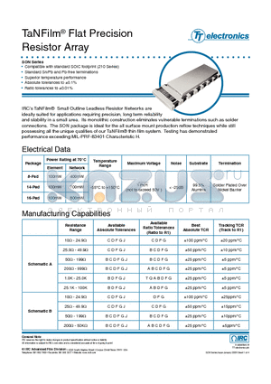 SON-NS4ALF-03-1002 datasheet - TaNFilm Flat Precision Resistor Array