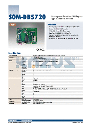 SOM-DB5720-U0A1E datasheet - Development Board for COM Express Type 1/2 Pin-out Modules