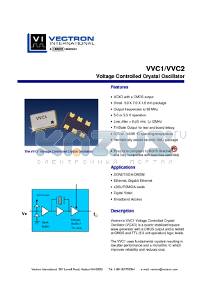 VVC1-AGF-14.318 datasheet - Voltage Controlled Crystal Oscillator