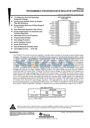 TPS5210PWP datasheet - PROGRAMMABLE SYNCHRONOUS-BUCK REGULATOR CONTROLLER