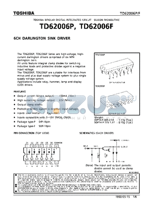 TD62006P datasheet - 6CH DARLINGTON SINK DRIVER