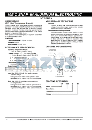 SIT150M200 datasheet - 105 SNAP-IN ALUMINUM ELECTROLYTIC