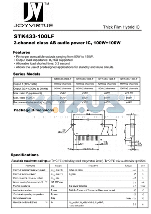 STK433-130LF datasheet - 2-channel class AB audio power IC, 100W100W
