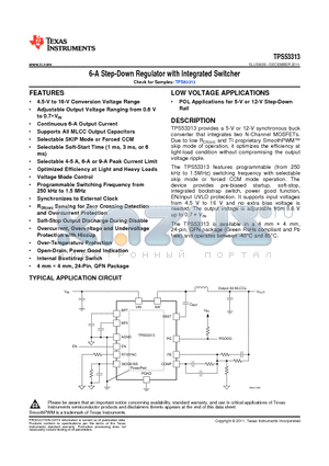 TPS53313RGER datasheet - 6-A Step-Down Regulator with Integrated Switcher