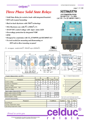 SIT865570 datasheet - Three Phase Solid State Relays