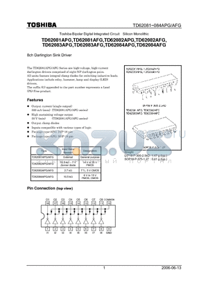 TD62081APG datasheet - 8ch Darlington Sink Driver