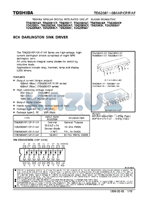 TD62081CP datasheet - 8CH DARLINGTON SINK DRIVER