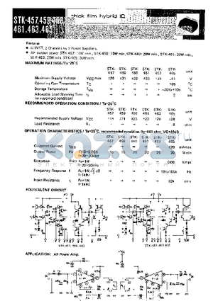 STK457 datasheet - Thick Film Hybrid IC(2 Power 2 Channel 10 to 30 W, AF Power AMP)