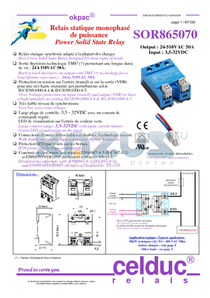 SOR865070 datasheet - Power Solid State Relay