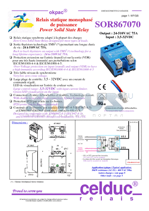SOR867070 datasheet - Power Solid State Relay