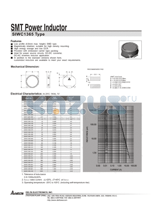 SIWC1365-181 datasheet - SMT Power Inductor