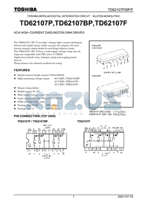 TD62107BP datasheet - 4CH HIGH-CURRENT DARILGTON SINK DRIVER