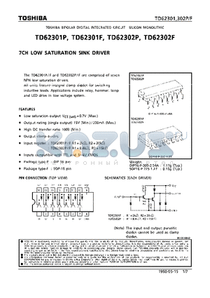 TD62301P datasheet - 7CH LOW SATURATION SINK DRIVER
