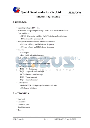 STK55C641 datasheet - STK55C641