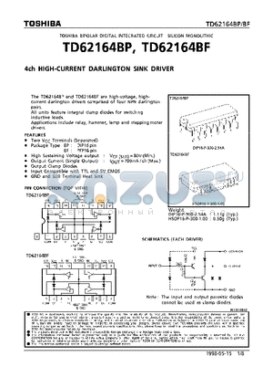 TD62164BP datasheet - 4CH HIGH-CURRENT DARLINGTON SINK DRIVER