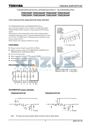 TD62304F datasheet - 7CH LOW ACTIVE DARLINGTON SINK DRIVER