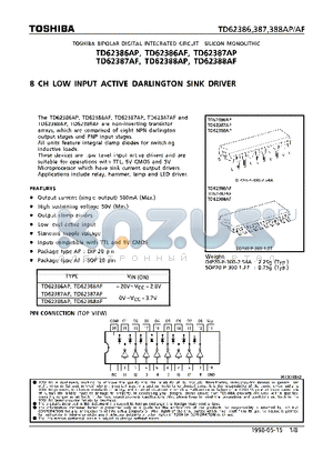 TD62386AF datasheet - 8CH LOW INPUT ACTIVE DARLINGTON SINK DRIVER