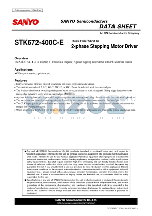 STK672-400C-E datasheet - Thick-Film Hybrid IC 2-phase Stepping Motor Driver