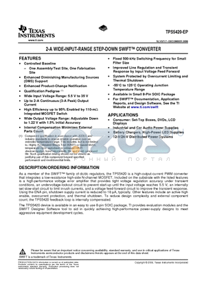 TPS5420-EP_09 datasheet - 2-A WIDE-INPUT-RANGE STEP-DOWN SWIFT CONVERTER