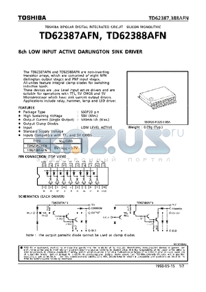 TD62387 datasheet - 8CH LOW INPUT ACTIVE DARLINGTON SINK DRIVER