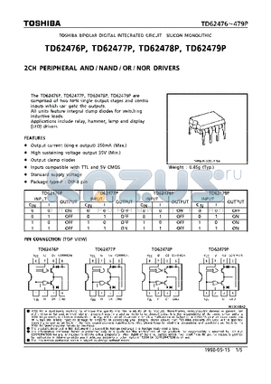 TD62478P datasheet - 2CH PERIPHERAL AND/NAND/OR/NOR/DRIVERS