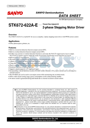 STK672-622A-E datasheet - Thick-Film Hybrid IC 2-phase Stepping Motor Driver