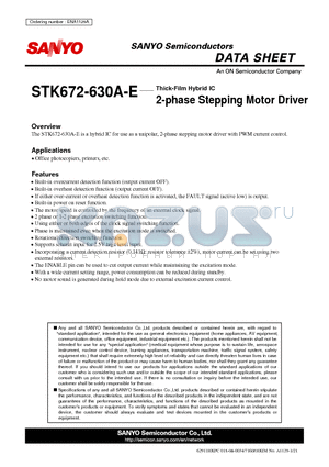 STK672-630A-E datasheet - 2-phase Stepping Motor Driver