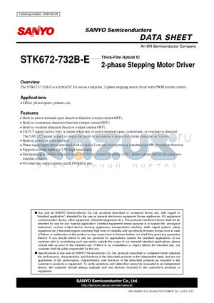 STK672-732B-E datasheet - Thick-Film Hybrid IC 2-phase Stepping Motor Driver